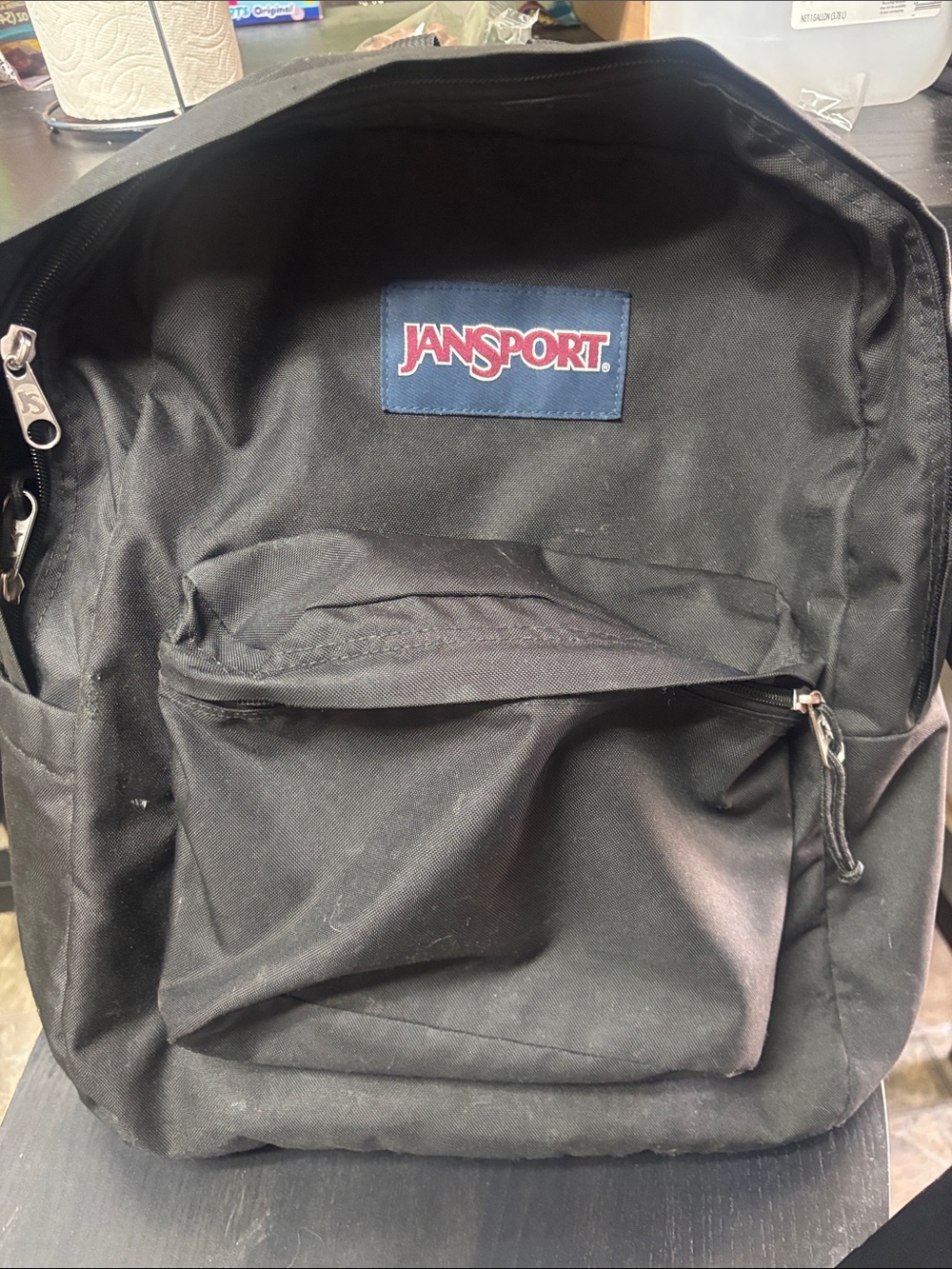 Jansport Black Classic Backpack with Red Logo